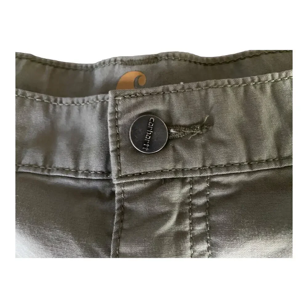 Carhartt Khaki Green Mens Size 40 Zip Pockets Button Closure Casual Shorts